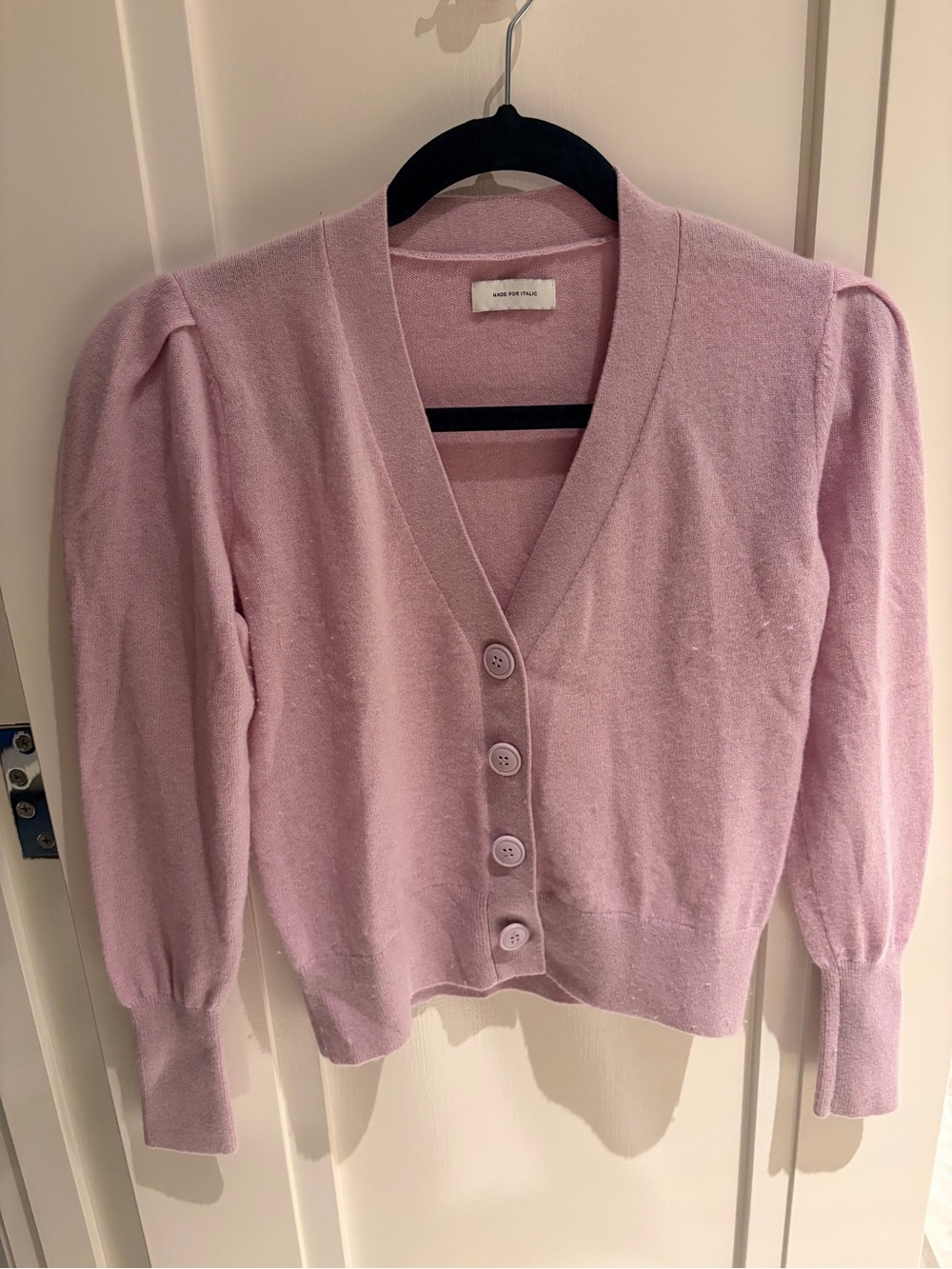 Soft Lavender V-Neck Button cashmere Cardigan Sweater